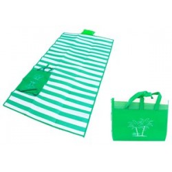 Ψάθα-τσάντα παραλίας AG366 με μαξιλάρι, αδιάβροχη, 175 x 90 cm, πράσινο