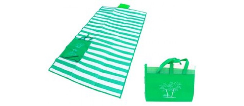 Ψάθα-τσάντα παραλίας AG366 με μαξιλάρι, αδιάβροχη, 175 x 90 cm, πράσινο