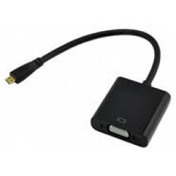 POWERTECH Adapter Micro HDMI 1.4V (M) σε VGA DB15 (F), 0.20m, μαύρο