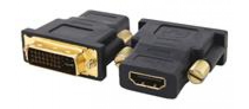 POWERTECH adapter από DVI I (24+5) M σε HDMI F, χρυσό