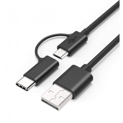 POWERTECH Καλώδιο USB 2.0(A) σε USB Micro & Type-C, 1.5m, μαύρο