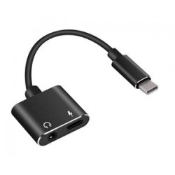 POWERTECH Converter USB Type-C σε 3.5mm & θηλυκό USB Type-C, μαύρο