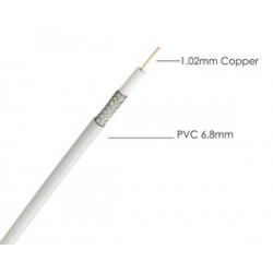 POWERTECH Καλώδιο RG6U Coaxial, internal PVC 6.8mm, 1.02mm copper, 100m
