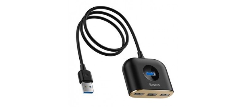 BASEUS USB hub CAHUB-AY01, 1x USB 3.0, 3x USB 2.0, μαύρο