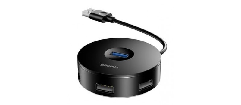 BASEUS USB hub CAHUB-F01, 1x USB 3.0, 3x USB 2.0, μαύρο