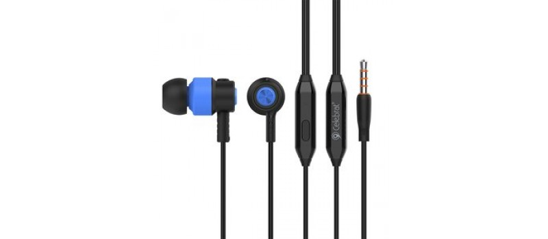 CELEBRAT Earphones CLB-V1-BL με μικρόφωνο, 10mm, 3.5mm, 1.2m, μπλε