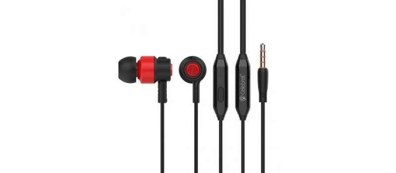 CELEBRAT Earphones CLB-V1-RD με μικρόφωνο, 10mm, 3.5mm, 1.2m, κόκκινο