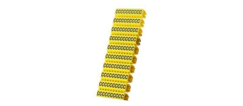 POWERTECH Clip αρίθμησης καλωδίου γράμμα C, Yellow, 10τεμ.