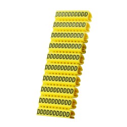 POWERTECH Clip αρίθμησης καλωδίου γράμμα D, Yellow, 10τεμ.