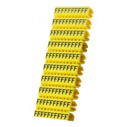 POWERTECH Clip αρίθμησης καλωδίου γράμμα F, Yellow, 10τεμ.