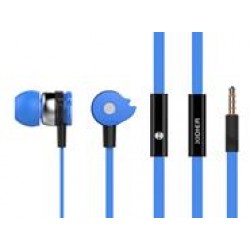 CELEBRAT Earphones με μικρόφωνο D1, on/off, 10mm, 1.2m flat, μπλε