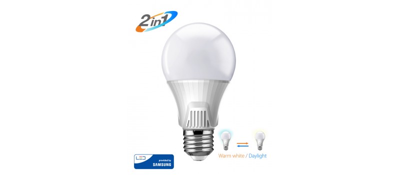 POWERTECH LED Λάμπα Bulb 2 σε 1, 9W, 3000K & 6500K, E27, Samsung LED, IC