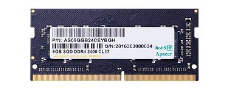 APACER Μνήμη DDR4 SODimm ES.08G2T.GFH, 8GB, 2400MHz, PC4-19200, CL17