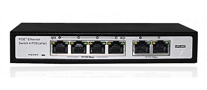 FOLKSAFE PoE Ethernet Switch FS-S1004EP-2E, 4 Ports 10/100Mbps
