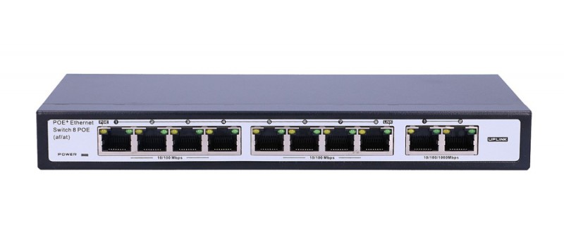 FOLKSAFE PoE Ethernet Switch FS-S1008EP-2E, 8 Ports 10/100Mbps