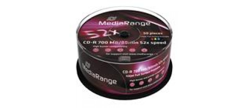 MEDIARANGE CD-R, 700MB, 52x, inkjet FF printable, 50τμχ Cake box