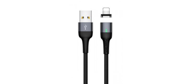 POWERTECH Καλώδιο USB 2.0 σε Lightning PT-755, μαγνητικό, 1m, μαύρο
