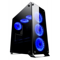 POWERTECH Gaming case PT-902, full tempered glass, 4x Dual ring RGB fans