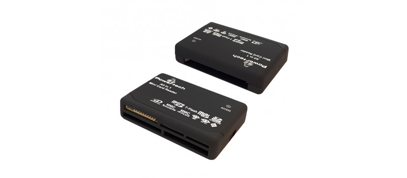 POWERTECH Card Reader All in one, USB, 480Μbps, LED, μαύρο