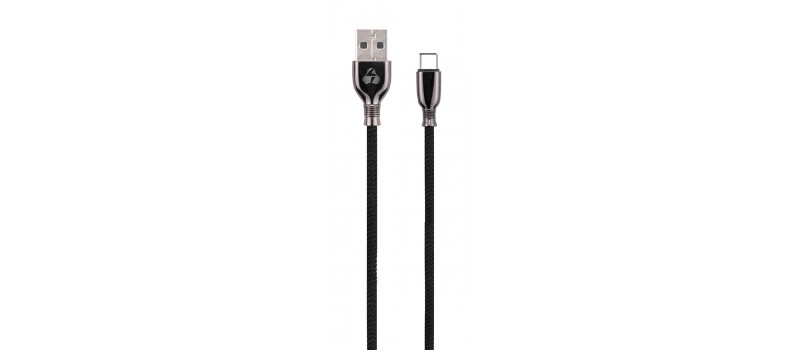 POWERTECH Καλώδιο USB σε Type-C zamak PTR-0003, copper, 1m, μαύρο