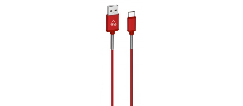 POWERTECH Καλώδιο USB σε Type-C flex alu PTR-0024, copper, 1m, κόκκινο