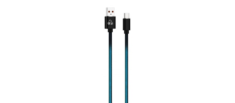POWERTECH Καλώδιο USB σε Type-C leather PTR-0029 copper, 1m, μαύρο/μπλε