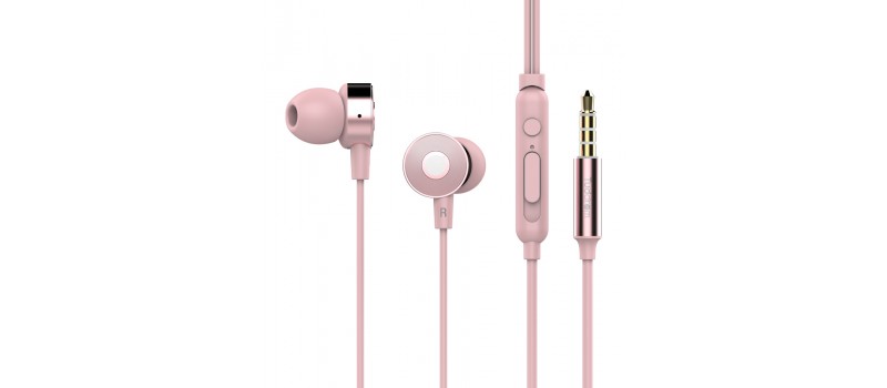 TUDDROM Earphones R4 με μικρόφωνο, 10mm, 1.2m, ροζ