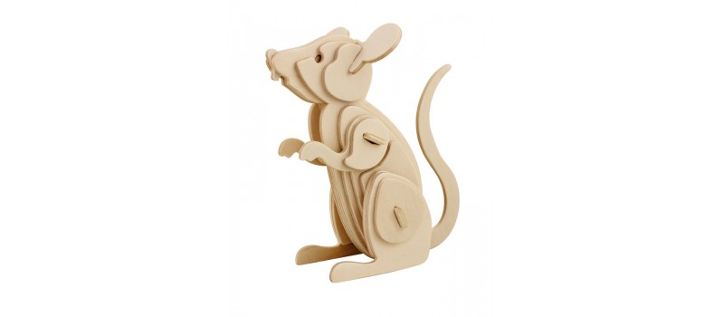 ROWOOD Ξύλινο 3D πάζλ ποντίκι JP253, 24τμχ