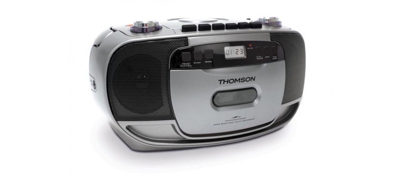 THOMSON Φορητό ηχοσύστημα RK203CD, FM/CD/Tape/REC, LCD, ασημί