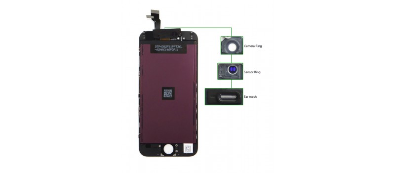 TIANMA High Copy LCD για iPhone 6G, Camera-Sensor ring, ear mesh, Black
