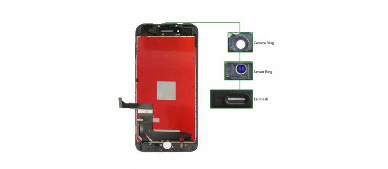 TIANMA High Copy LCD για iPhone 7G, Camera-Sensor ring, ear mesh, Black