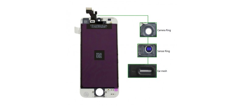 TIANMA High Copy LCD για iPhone 5S, Camera-Sensor ring, ear mesh, White