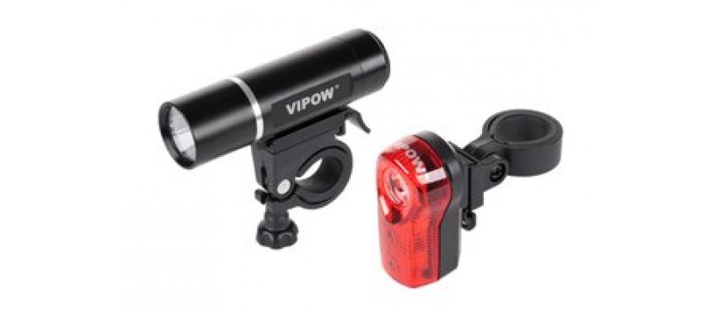 VIPOW σετ φωτισμού ποδηλάτου URZ0015, 3.6W & 0.4W, μαύρο
