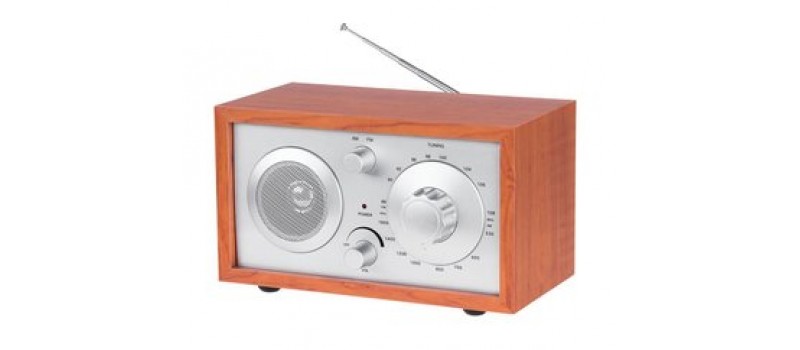 AZUSA φορητό ραδιόφωνο E-3023 με ηχείο, AM/FM, ξύλινο