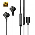 UIISII Earphones C8, Type C, Dual dinamic, mic, 102db, 1.2m, μαύρα