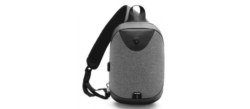 ARCTIC HUNTER τσάντα Crossbody XB0049-DG, αδιάβροχη, USB, σκούρο γκρι