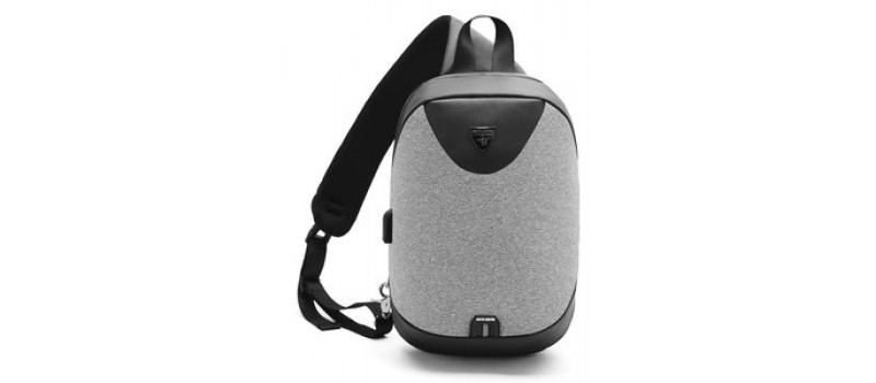 ARCTIC HUNTER τσάντα Crossbody XB0049-LG, tablet, αδιάβροχη, USB, γκρι